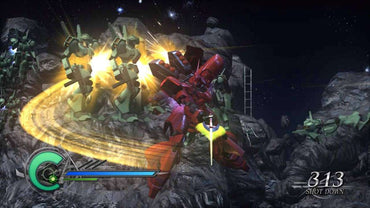 Dynasty Warriors: Gundam - Zaku rojo disparando rayos