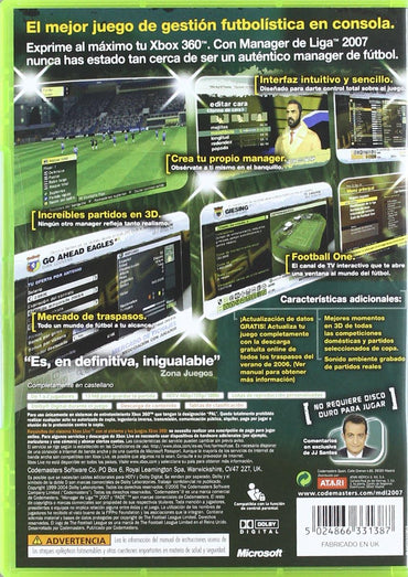 Manager de Liga 2007 - Contraportada Xbox 360