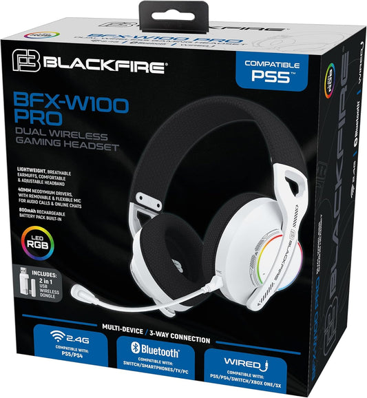 Blackfire BFX-W100 PRO | Auriculares Gaming Inalámbricos Dual Wireless RGB