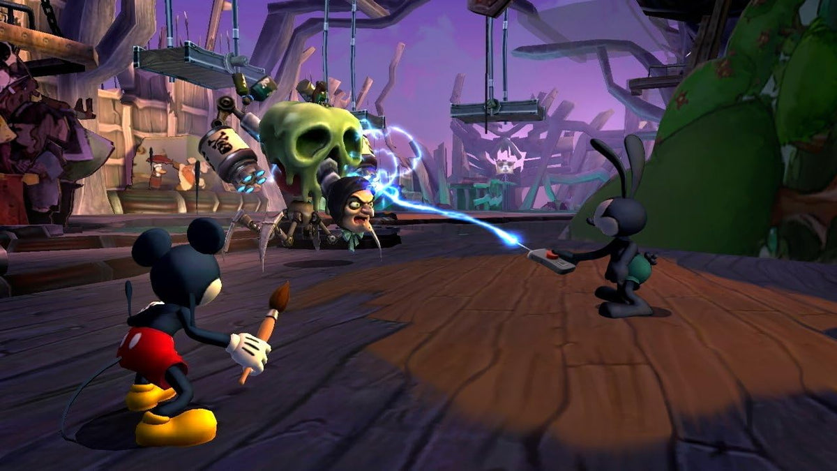 Disney Epic Mickey 2 - Gameplay Mickey y Oswald combate con rayo eléctrico azul
