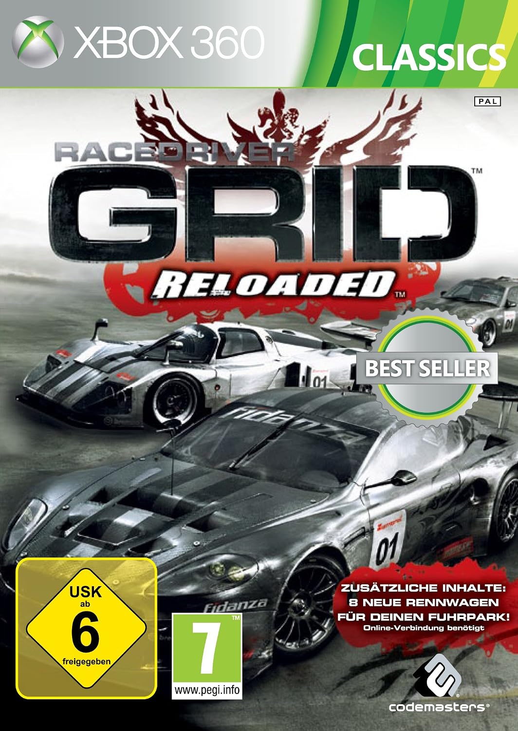 Race Driver GRID Reloaded Xbox 360 - Carátula Classics