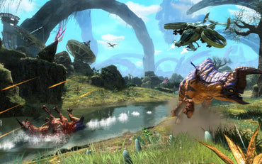 Avatar: The Game - Batalla en Pandora con helicóptero y criatura
