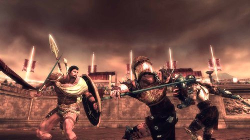 Rise of the Argonauts - Jasón combatiendo en arena con lanza y escudo