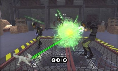 Bolt - Gameplay almacén con rayo láser verde contra enemigos