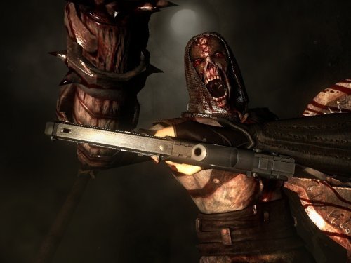 Clive Barker's Jericho - Gameplay criatura viscosa con casco de cadenas apuntando con pistola