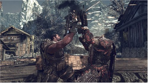 Gears of War 2 - Marcus golpeando a Locust con rifle