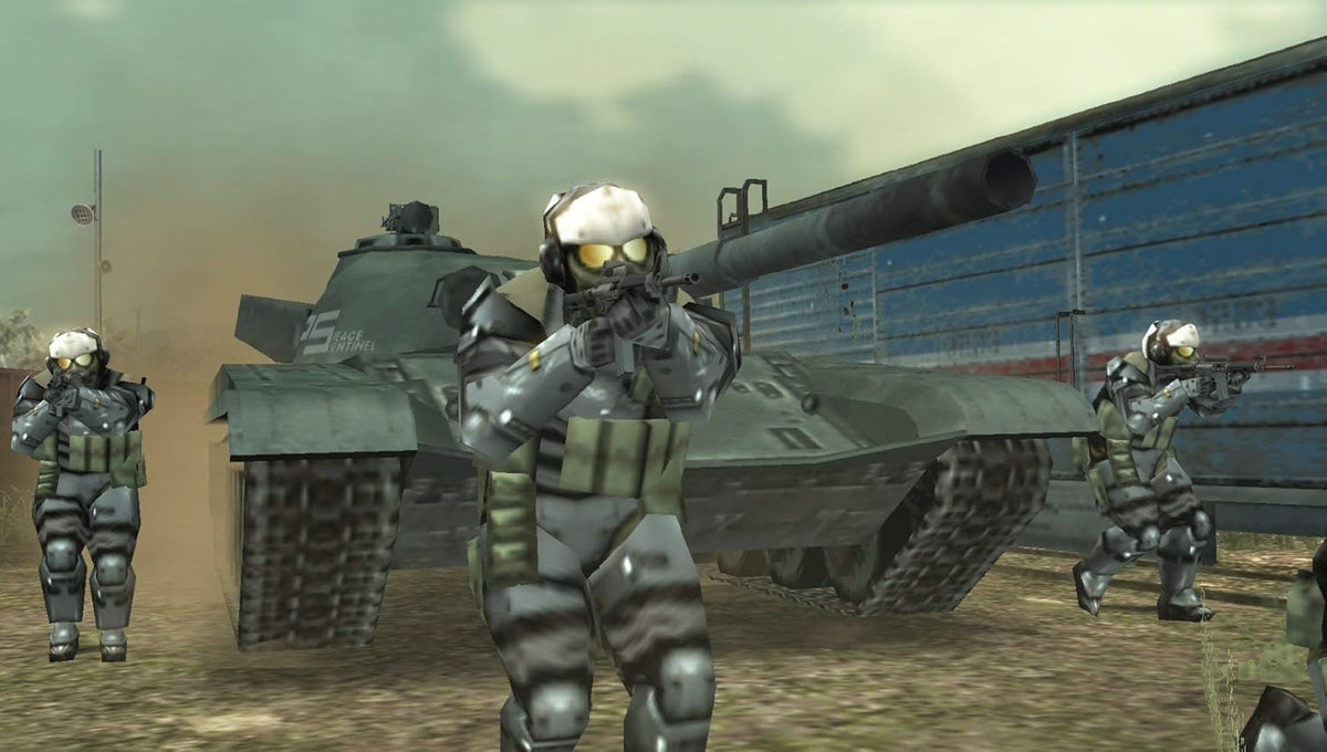 Metal Gear Solid Peace Walker HD - Soldados enemigos con tanque en desierto