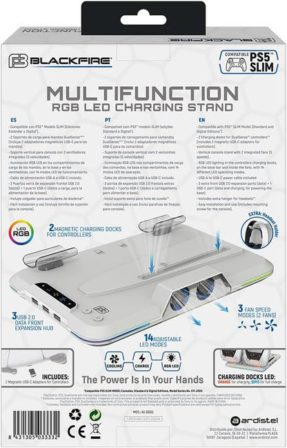Blackfire Multifunction RGB LED Charging Stand - Especificaciones traseras caja