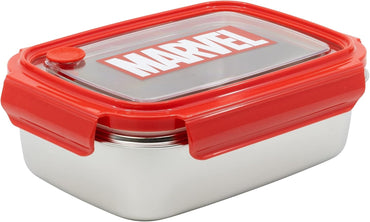 Fiambrera Marvel acero inoxidable - vista lateral con tapa transparente y cierre
