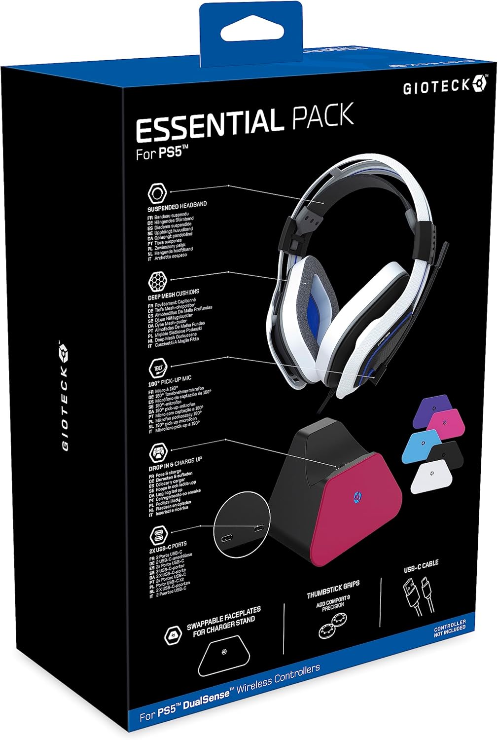 Gioteck Essential Pack PS5 vista general accesorios incluidos