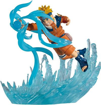 Naruto Uzumaki Figura Banpresto traje naranja pose de ataque efecto agua chakra azul translucido