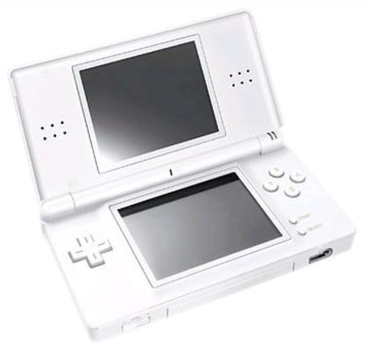 Nintendo DS Lite Blanca abierta - vista frontal