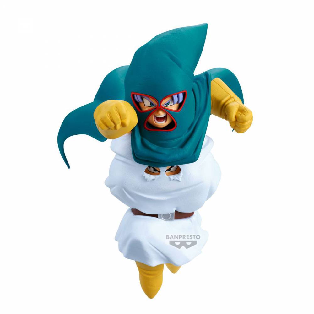 Gohan Gran Saiyaman Dragon Ball Super Hero Figura Banpresto capa verde máscara roja pose de vuelo